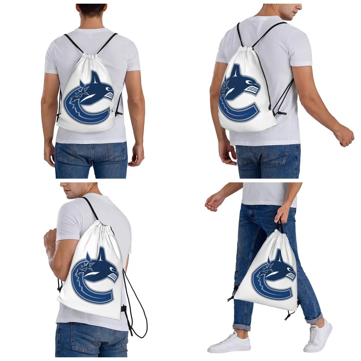Eel Hockey Vancouver Canucks Merch Backpacks Portable Drawstring Bags Shoes Bag Book Bags for Travel Students