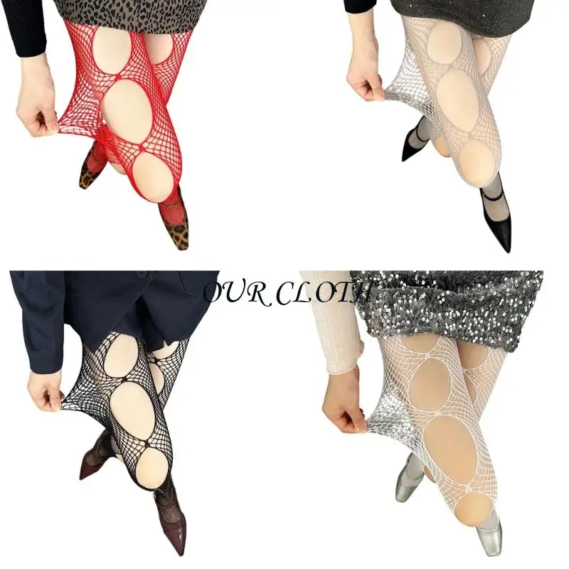

2000s Japanese Mesh Design Elastic Waist Sheer Tights with Cutout Detail Y1AC