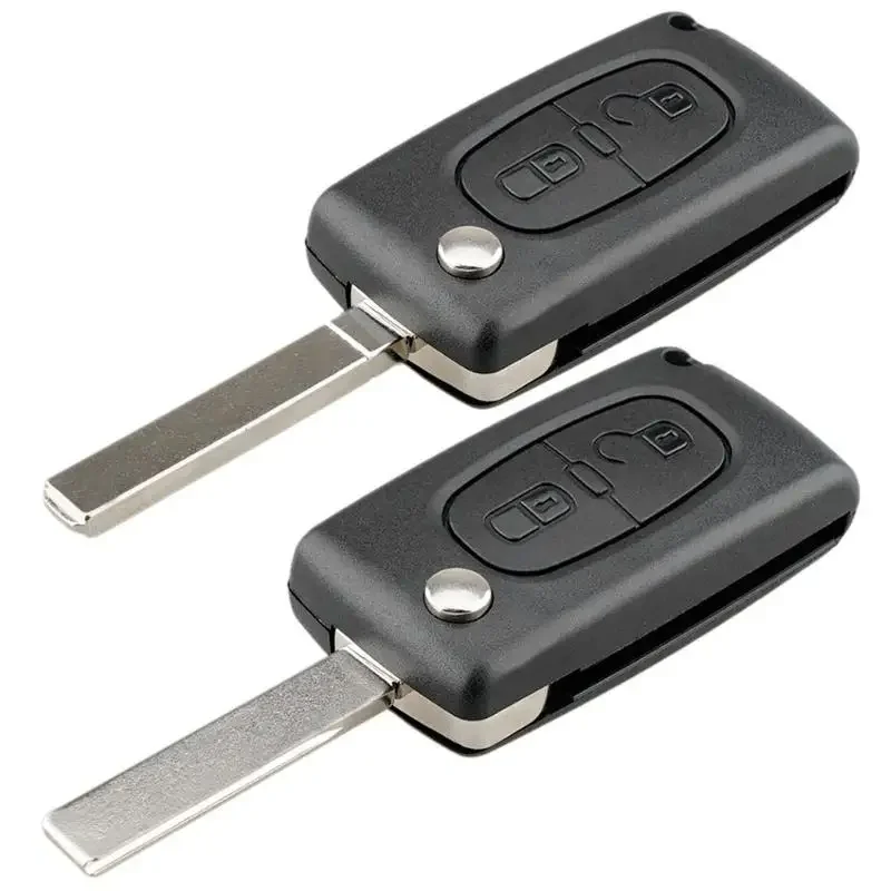 

Car Accessories 2 Buttons Flip Folding Remote Key Fob Case Blank Car Key Shell for Peugeot 207 307
