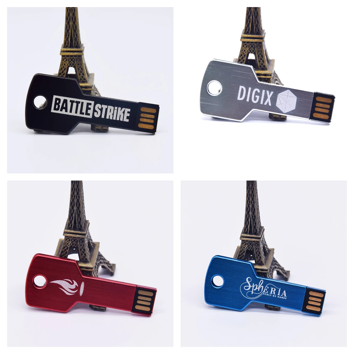 100PCS Personalized Logo USB Key Shape Pendrive Metal Memory Stick 4GB 8GB Pendrive 32GB 16GB Usb Flash Drive Business Memory