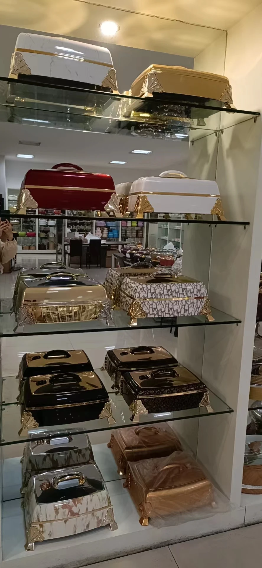 Home Kitchen Gold Round 6L Food Display Warmer  Luxury Stainless Steel Chaffing Dish Buffet Food Warmer for Home Personal