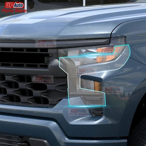Imagen 2 del producto Película protectora para faros de coche, pegatina de TPU negra transparente para Chevrolet Silverado 1500 2019-2024, accesorios, 2 uds.