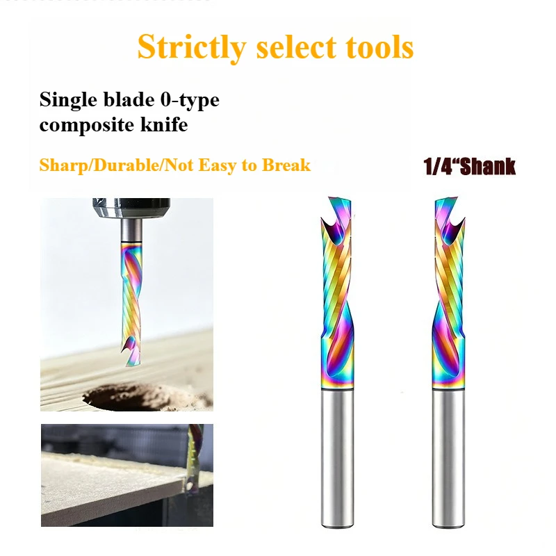 Single Blade O Composite Tungsten Steel Milling Bit For Aluminum Plastic Board Veneer Wood Table Router Accessories