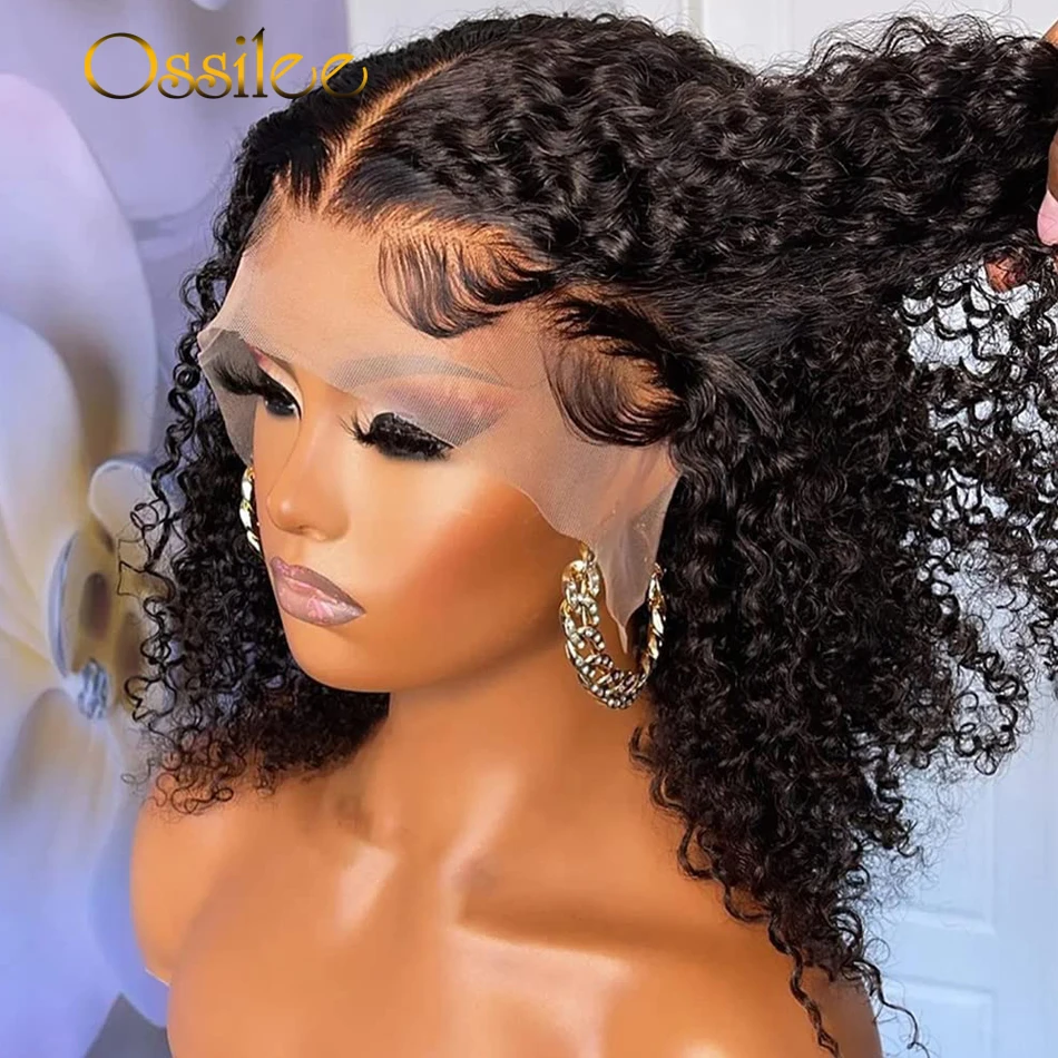 Ossilee Bob Wig Brazilian Curly Human Hair Wigs 250 Density Short Bob Wigs 13x4 HD Lace Frontal Wigs Pre Plucked 5x5 Closure Wig