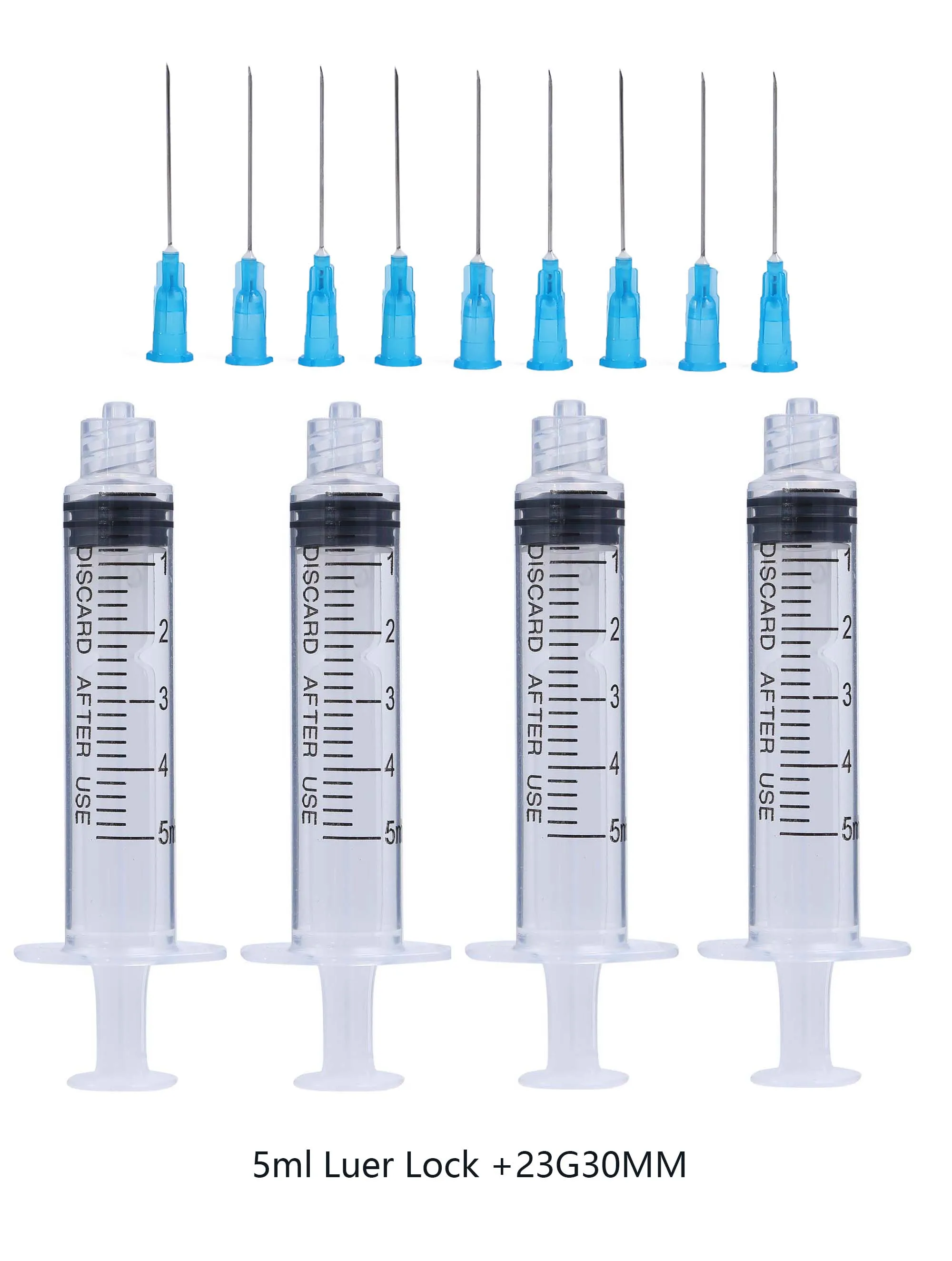Seringa Luer Lock Seringa Descartável Agulha Apontada Afiada 5ml 21 mm 38 mm 26g 25g 23g 21g 20g 18g