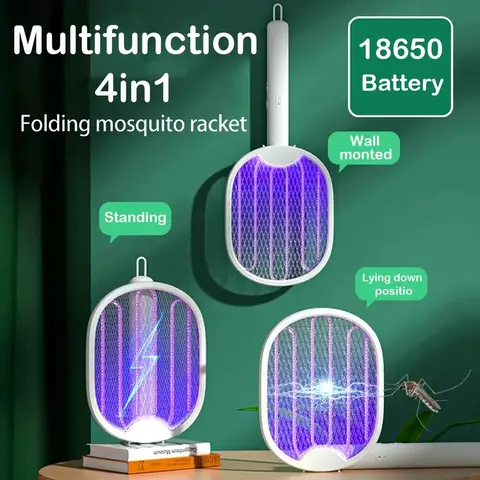 Opvouwbare Elektrische Muggen Killer USB Oplaadbare Fly Trap Mug Swatter Racket Insect Killer Met UV Licht Bug Zapper 3500V