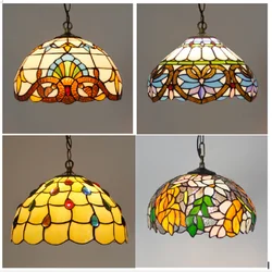 Vintage Tiffany Chandelier for round dining table Hanging Baroque Sunflower Design Stained Glass Shape Luxury room Decoration 12