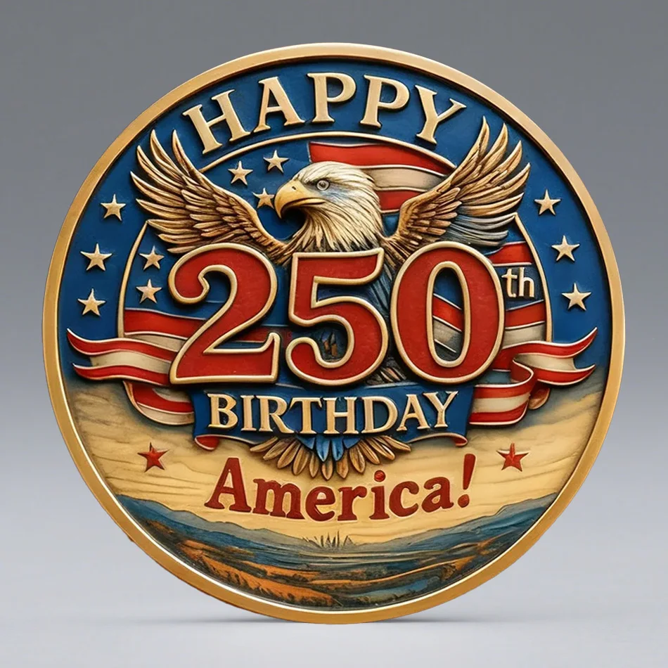 Feliz 250o aniversário américa impressão banhado a ouro coleção moeda 250o aniversário do dia da independência dos eua coleção moeda