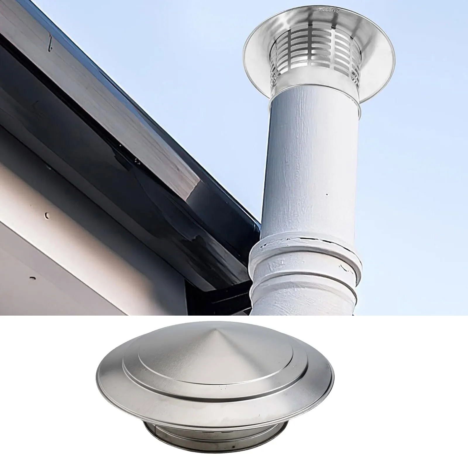 Chimney Cap Cover Chimney Rain Cap Umbrella-like Design Weather Barrier 304 Stainless Steel For Home Improvement