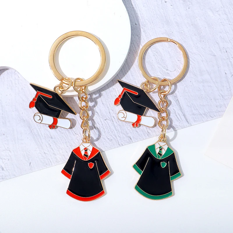 Creative Bachelor Uniform Keychain Multicolor Metal Key Ring For Students Graduation Memorial Gifts Backpack Phone Case Pendant
