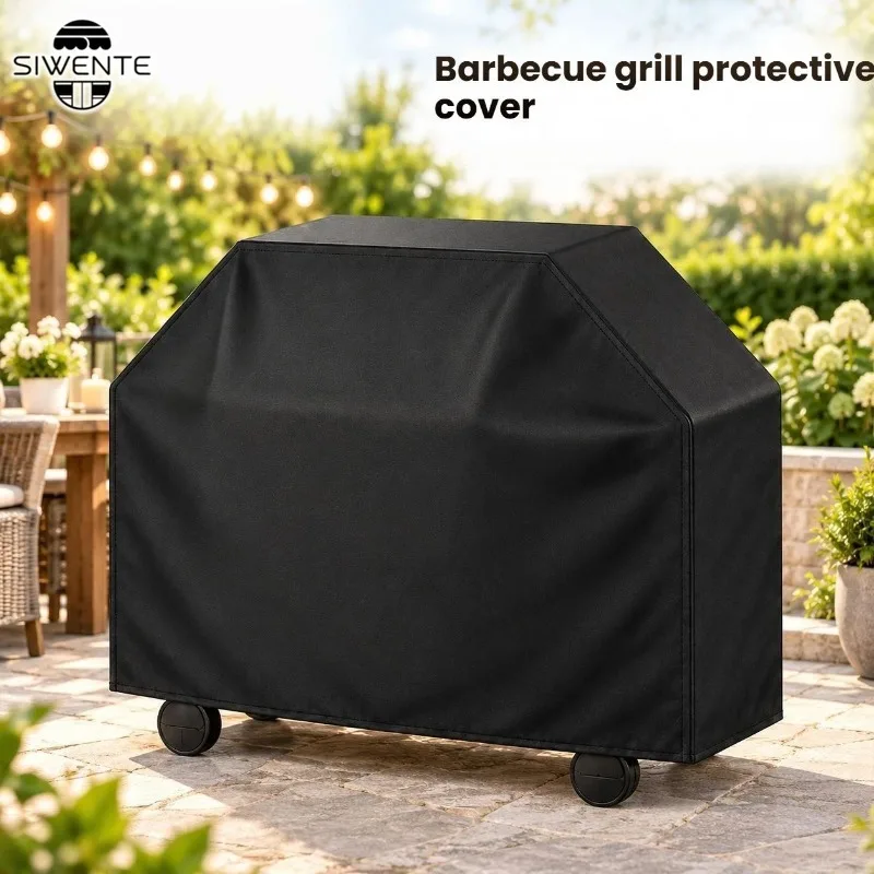 Outdoor Barbecue Cover Grill Cover Waterproof Anti-UV Fade Resistant Secure Hook-and-Loop Straps Dust Cover Fits Most Gas Grills