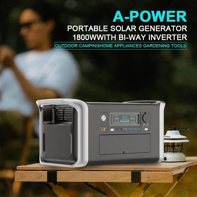 

Lifepo4 Battery 1800W Porable Power Station Outdoor Ful Bank Solar Generator Emergency Supply Camping