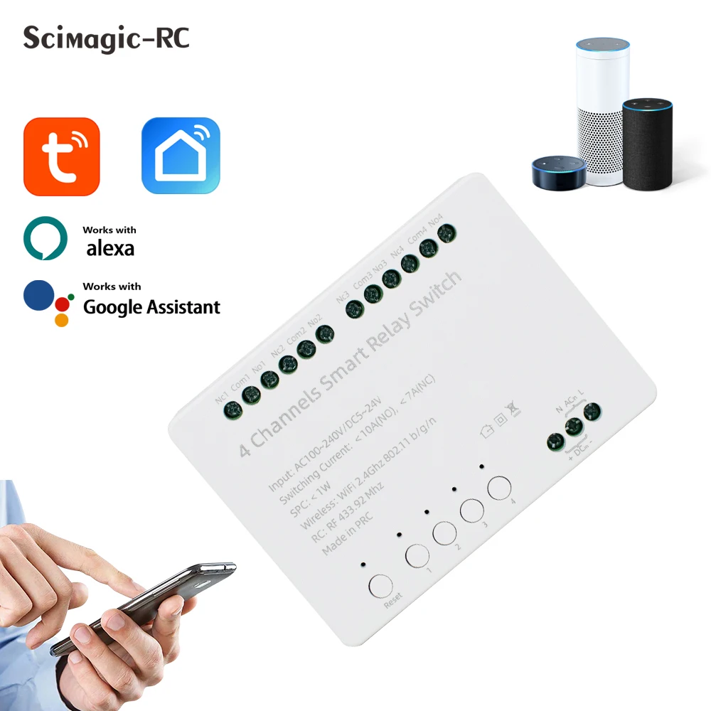 

Новый умный переключатель Tuya Wi-Fi AC 100 ~ 240 В постоянного тока 5 ~ 24 В 10 А, реле, модуль интеллектуальной автоматизации, контроллер, работает с Alexa Google Home