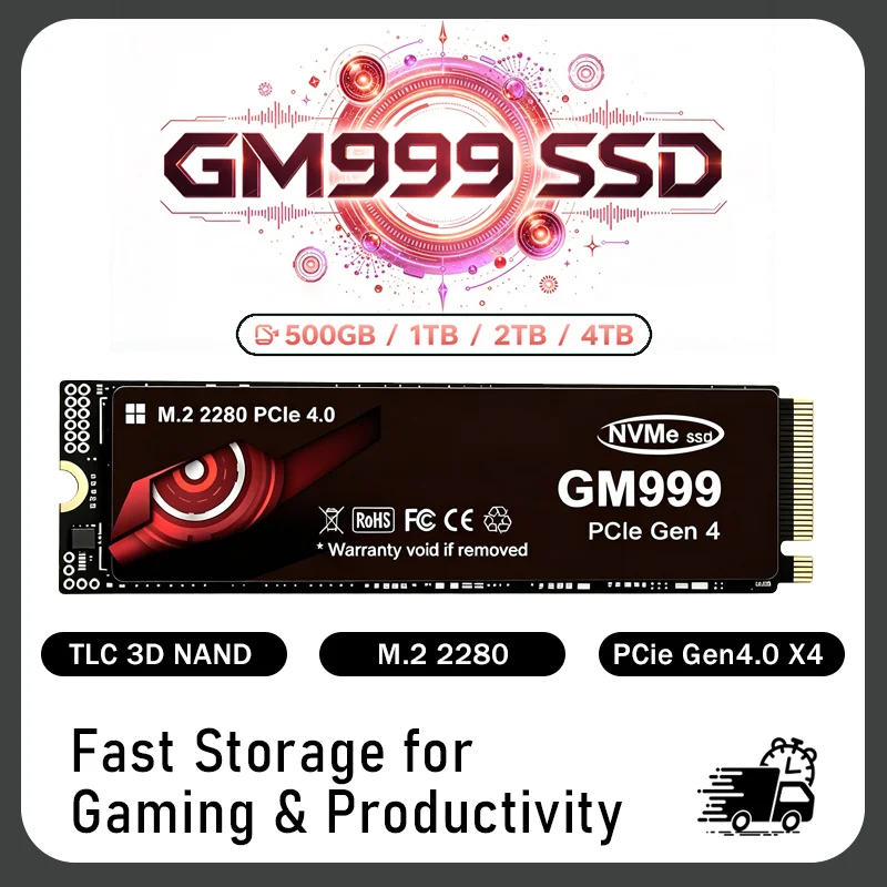 GM999 M.2 2280 NVMe SSD PCle 4 TLC 3D NAND 500GB 1TB 2TB 4TB Internal Solid State Drive Hard Disk for Laptop Desktop