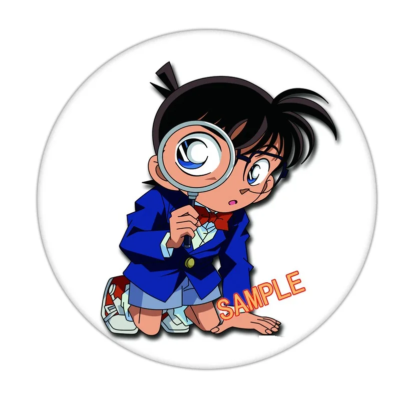 Shinichi Kudo Ran Mouri Kogoro Mori Popular Anime Secondary Peripheral 58mm Tinplate Badge Manga Enamel Pin Badges on Backpack