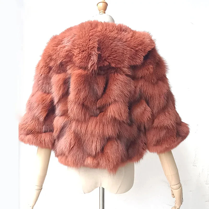 2024 New Women Real Fox Fur Coat Winter Female Natural Fox Fur Short Coats High Quality Real Fox Fur Jacket