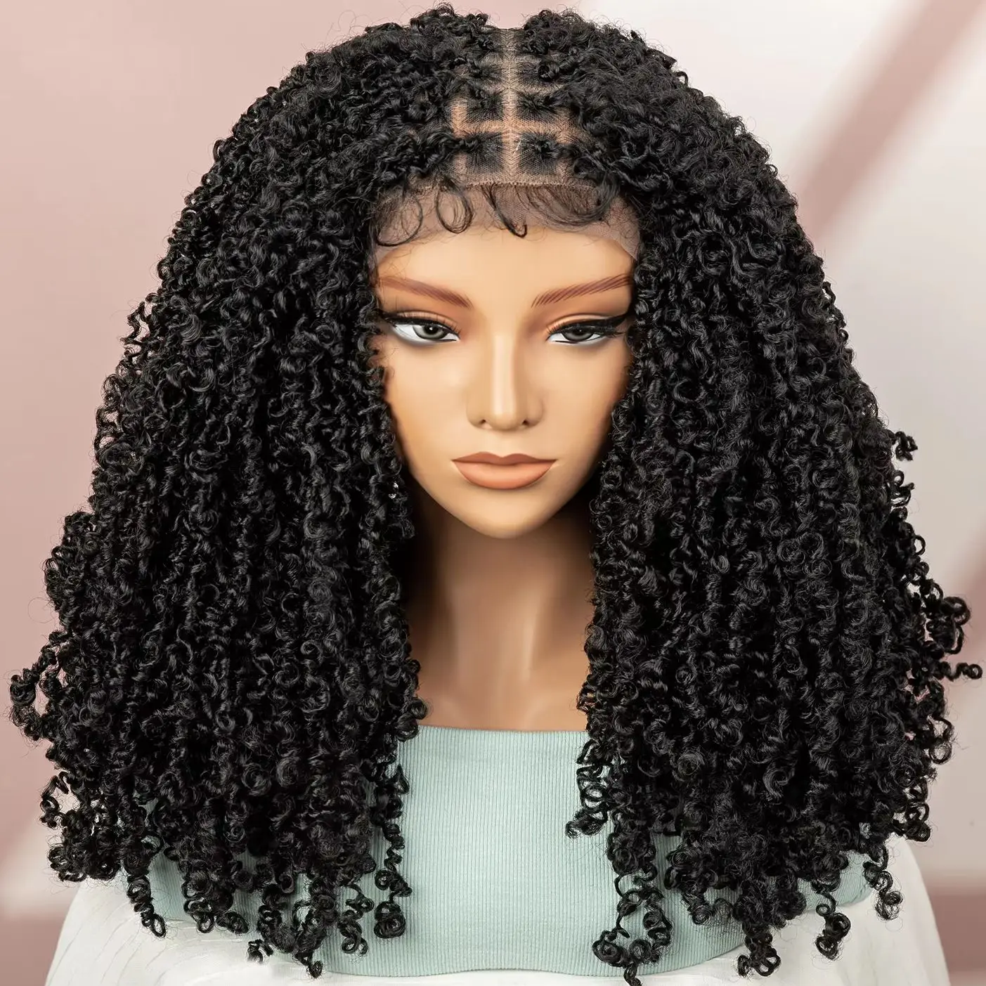 Peruki syntetyczne Passion Braided, peruki typu Yanki Twist z pełną koronką, peruki z warkoczykami typu Box Braids z baby hair, peruki z warkoczykami typu Knotless Twist dla czarnoskórych kobiet.
