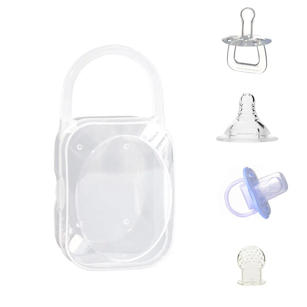 

2Pcs Transparent Baby Pacifier Storage Box Portable Wide Mouth Dustproof Case Clip Holder Infant Toddler Pacifier Box