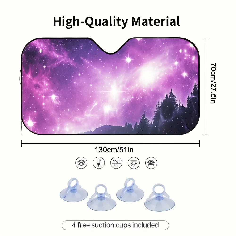 1pc Purple Cosmic Dreamscape Car Sun Visor - Galaxy Print Fit, Easy Clip-On Installation, Blocks Sunlight & Reduces Eye Strain F