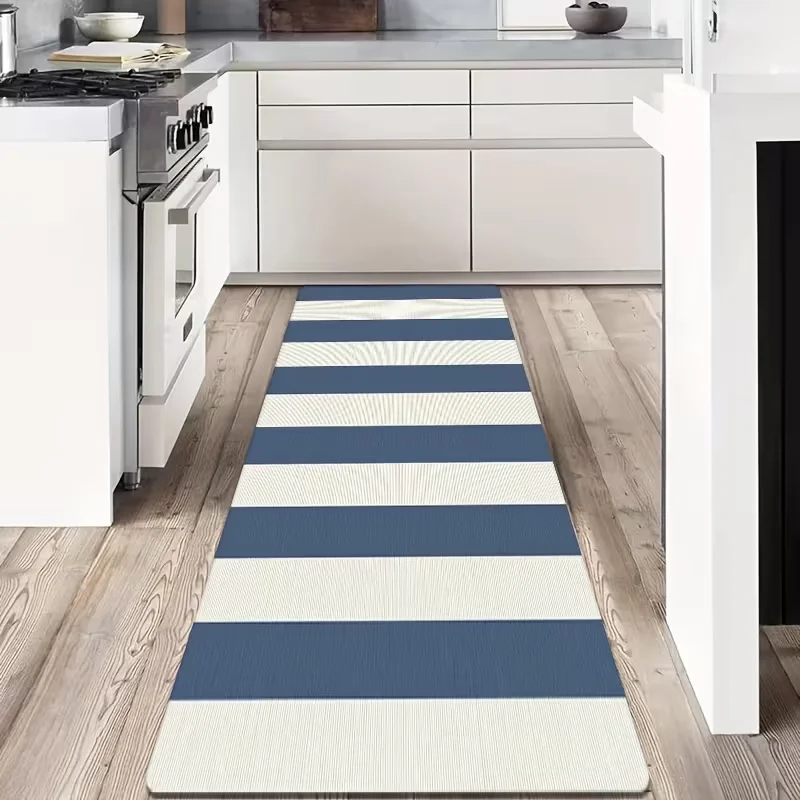Minimalist Stripe Runner Rug Soft Long Floor Mat Retro Vertical Stripes Hallway Kitchen Bedroom Entryway Decor Rug