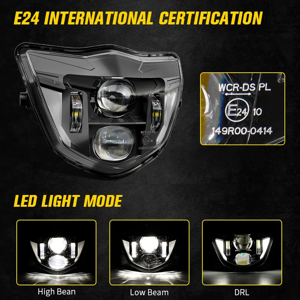 E24 LED Headlight For YAMAHA WR450F WR250F 2014-2024 Enduro Dirt Bike Motorcycle Head Light Assembly High Low Beam WR 450F 250F