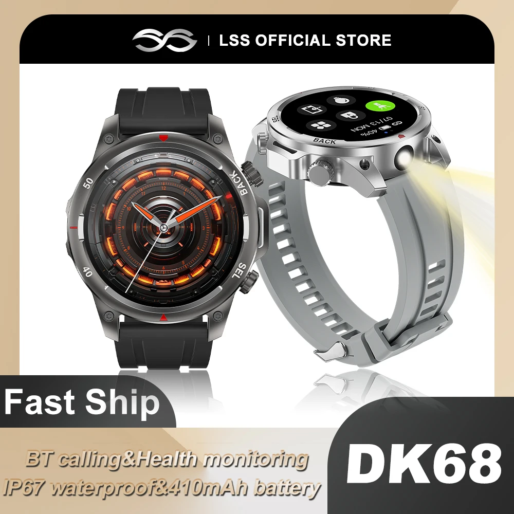 Men Smart Watch DK68 1.53inch Large Screen BT Call Heart Monitor Outdoor Sports Fitness Tracker Wireless Charging Smartwatch