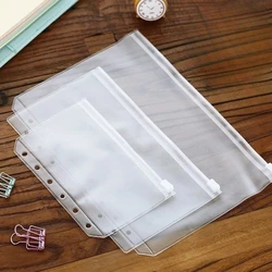 A5 A6 A7 6 delikli Şeffaf Buzlu PVC Dolgu Fermuarlı Çanta Gevşek yapraklı Defter Bobin Kitap Not Defteri Karalama Defteri İç Sayfa Değiştirin