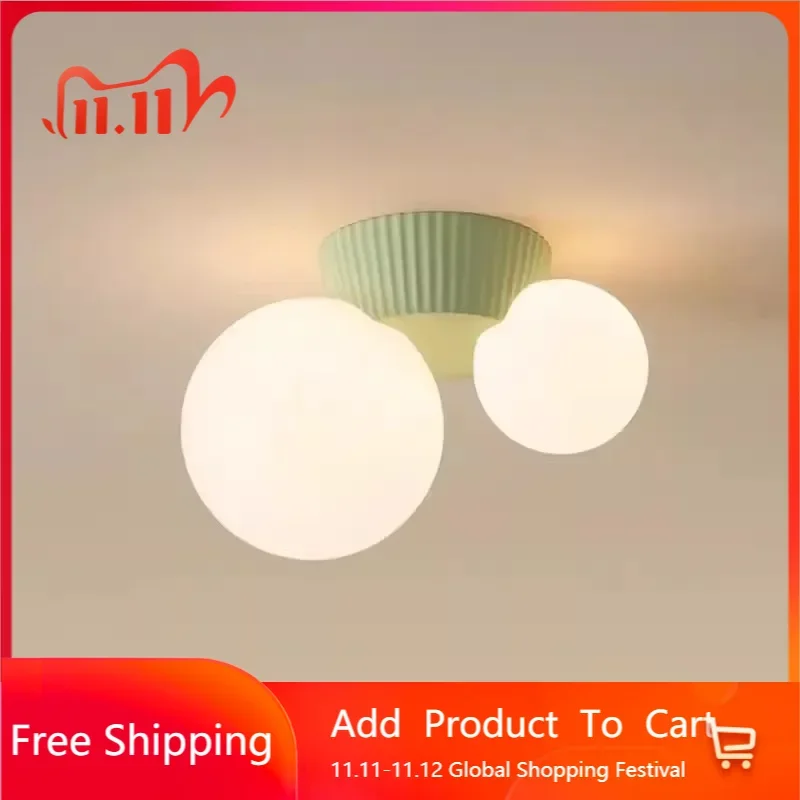 Modern LED Cream Wind Ceiling Light Simple Aisle Light Porch Balcony Bedroom Meals Children's Room Cream Pendant Light Fixture