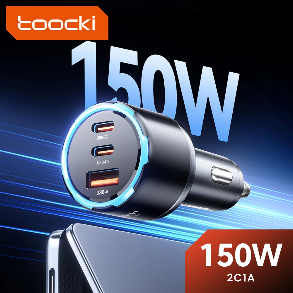 Toocki 150W Auto-Ladegerät PD 65W PPS SFC3.0 60W für iPhone 17 Samsung Galaxy S26 Huawei Xiaomi OPPO Schnelles Typ-C Auto-Handy-Ladegerät