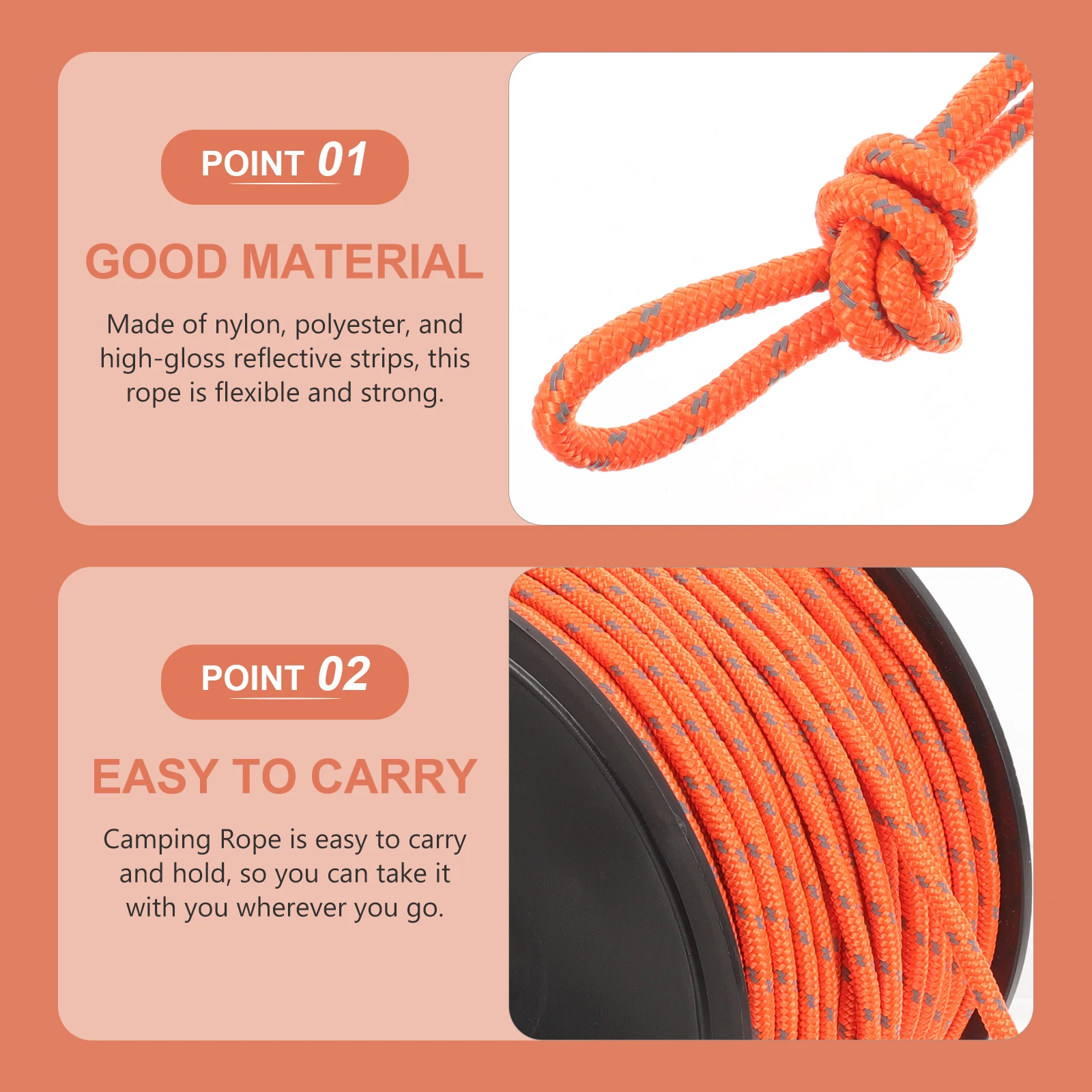 

Camping Tent Ropes Reflective Windproof Outdoor Cords Portable Durable for Travel Hiking Climbing Adventures Camping Rope