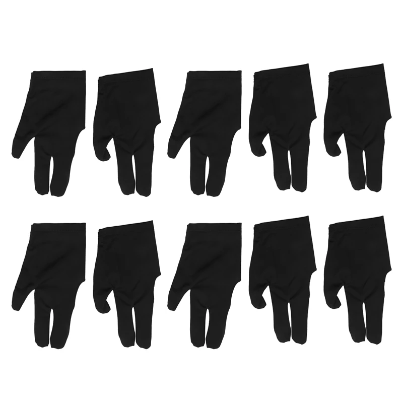 10Pcs Billiard Gloves 3 Fingers Left And Right Hand Glove Snooker Cue Pool Gloves Promotion