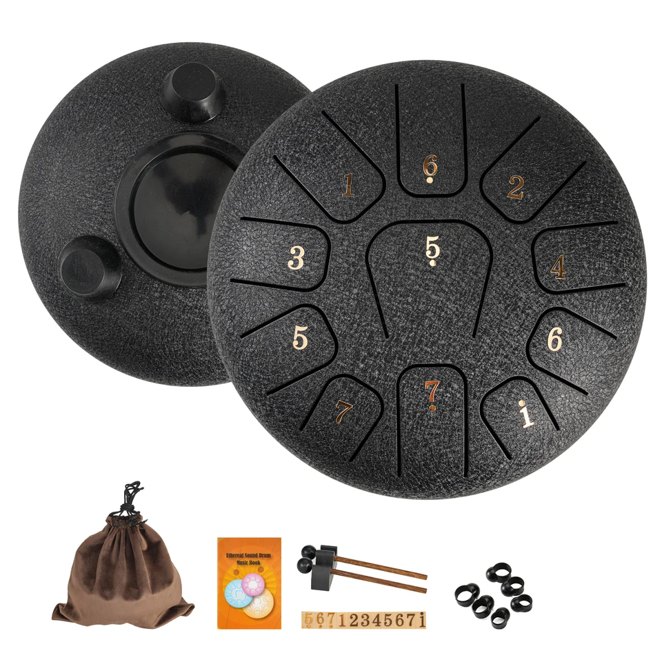 Miwayer 6" Steel Tongue Drum Gift Set | 11-Note Sound Healing Instrument w/Tuning Kit | Yoga/Meditation/Anxiety Relief Tool, image 8