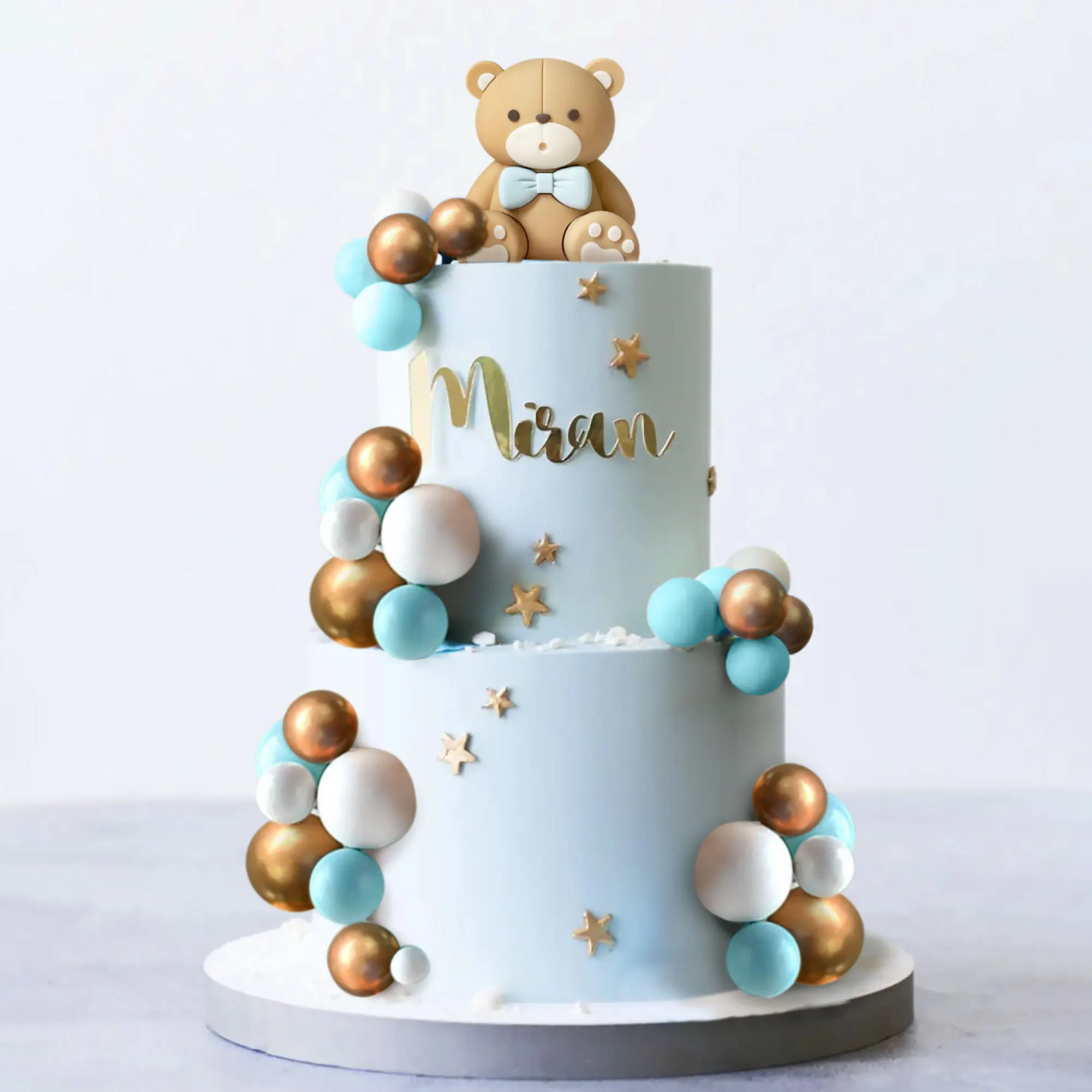 LaVenty Beige Brown Bear Cake Decoration Brown Balls Cake Topper Boho Bears Cake Decoration Baby Shower Birthday Cake Decoration view 3