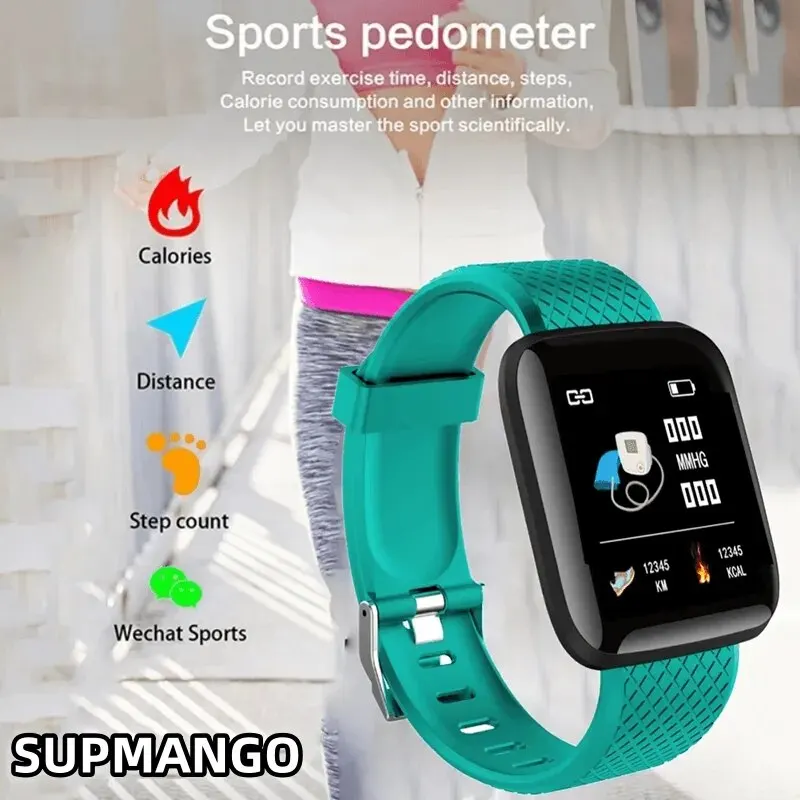 116plu Real Stepcount Smart Watch Multi Função Step Connected Smart Watch para homens e mulheres adequado para e Android