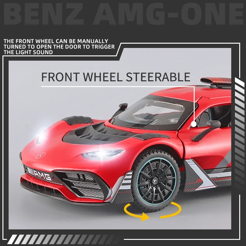 Mercedes Benz AMG ONE-coche deportivo de juguete, modelo de aleación de Metal modificado, fundido a presión, simulación de sonido y luz, regalos para niños, 1:24