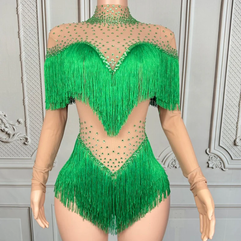 

4-цветное боди со стразами и бахромой, сексуальная одежда для танцев на пилоне, женский костюм для джазового танца, фестиваля, сценический костюм для бара, XS9690