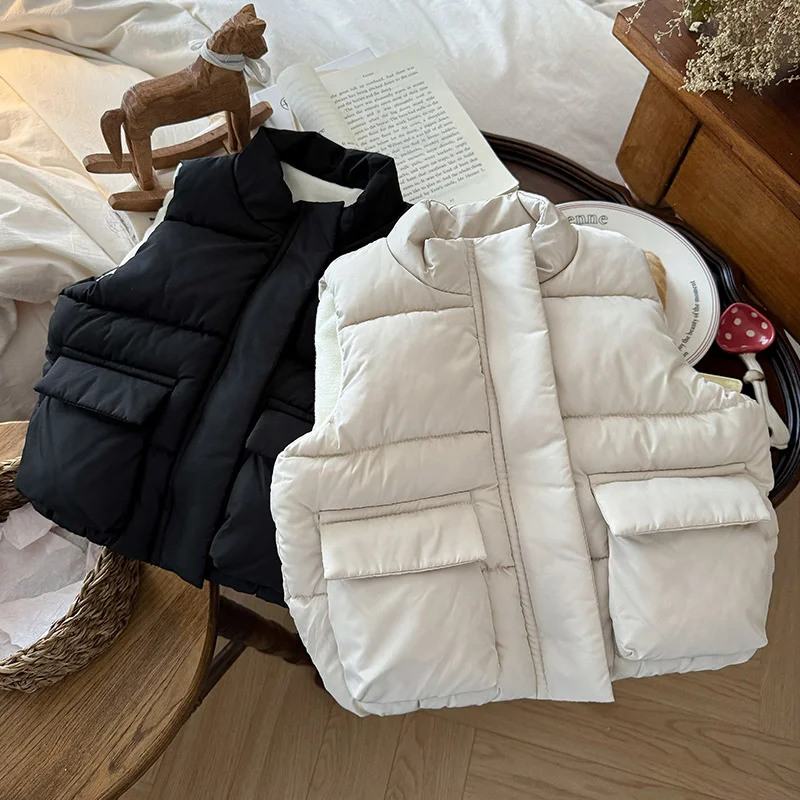 

Autumn Kids Down Cotton Vest Winter Girls Boys Warm Sleeveless Coats Kids Fashion Waistcoat Children Clothes Outerwear 2-6 Years