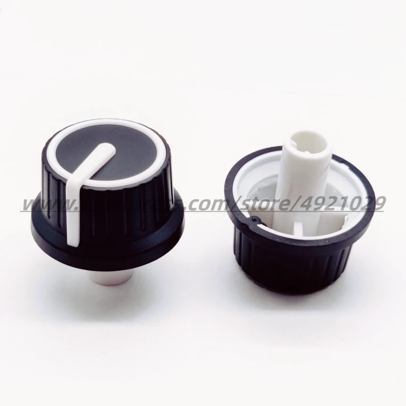 2Pcs Half Shaft Knob 25*25.5MM Black White Rubber Potentiometer Rotary Encoder Volume Switch Cap D Axis 6MM