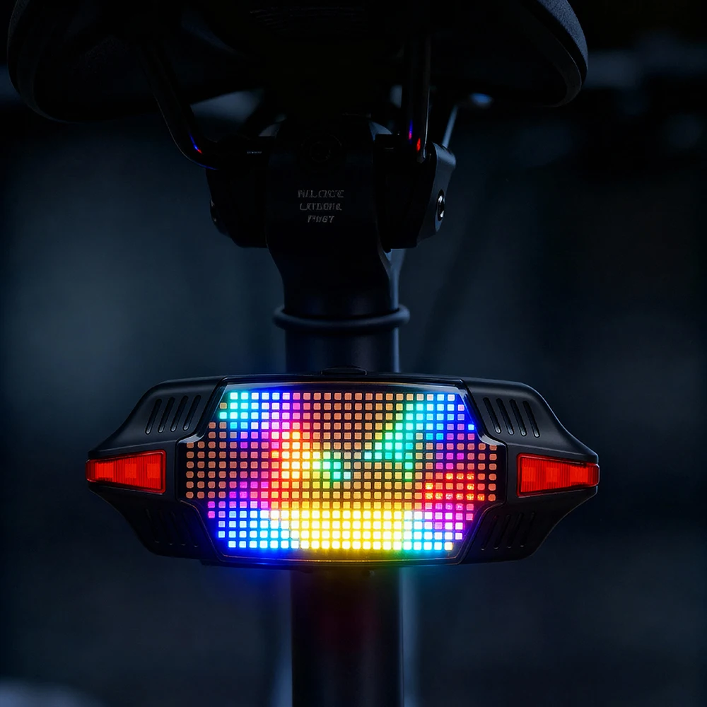 Bicycle Safety LED Warning Tail Light Motorcycle LED Screen DIY Display Night Riding Warning Light Bike MTB Road Taillight Parts