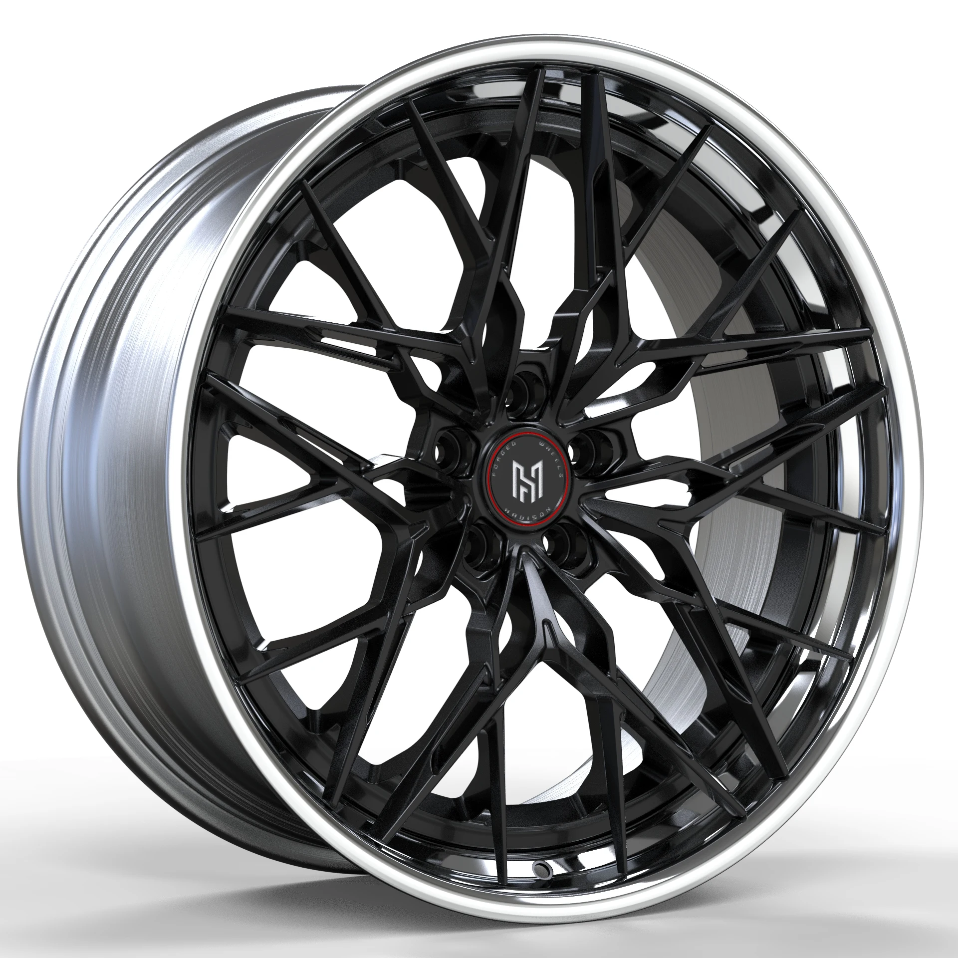 HADISON HD2P1022 2 pc forged staggered wheels 18 19 20 21 22 inch 5x112 matt black center polished rims