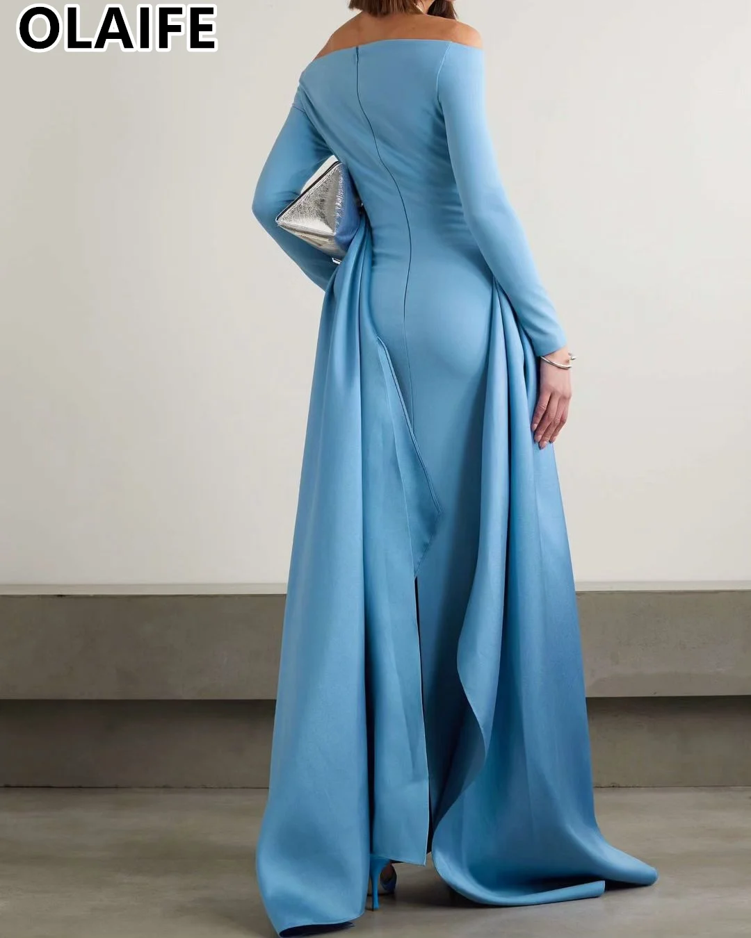 Muslim Long Sleeve Evening Dresses 2024 Blue vestidos de fiesta Elegant Prom Dress Simple Party Gowns فساتين للمناسبات الرسمية