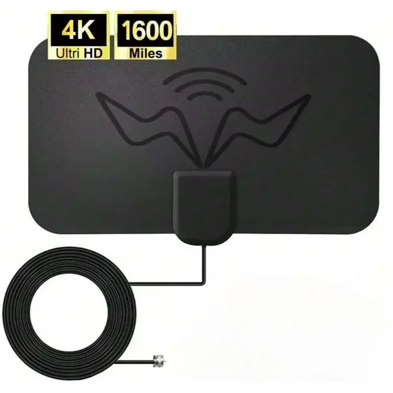 Antenne TV HD 4K à Gain élevé - Antenne intérieure active Booster de prise UE avec amplificateur de signal (conception plate)