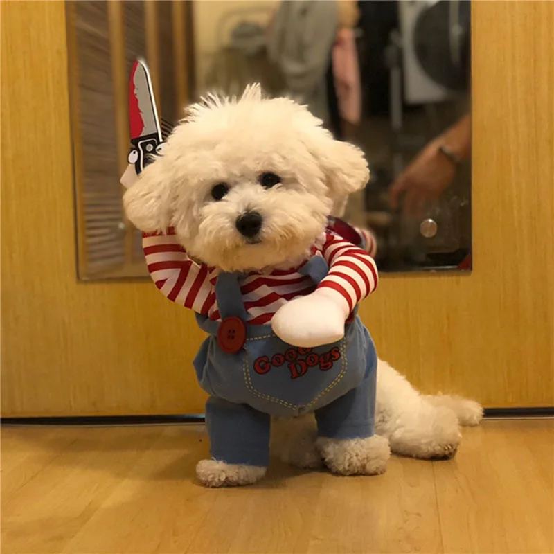 Small dog with knife clothes Shiba Inu Corgi funny costumes pet dog costumes funny costumes make people happy small dog clothes