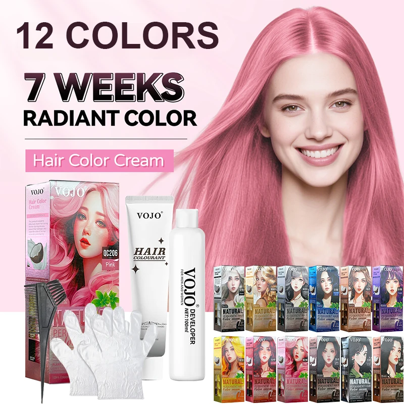 Semi-Permanent Hair Dye,100ml and 100ml Coloring Agent,Easy to Apply,Hair Coloring Unisex Natural Hair Cream for All Hair Types