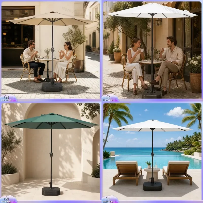 Large Outdoor Patio Umbrella Garden Parasol Sun Shade with Middle Pole Folding Beach Camping Courtyard Market Stall Canopy