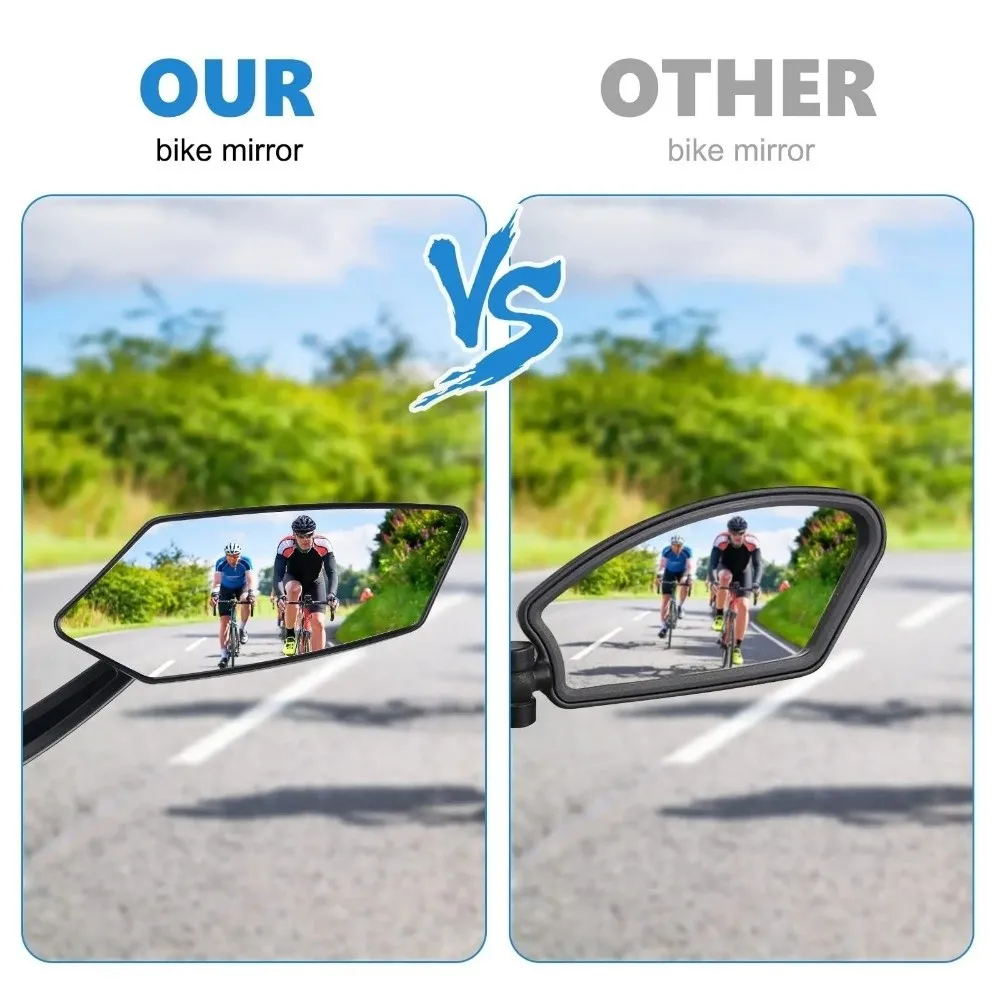 Wide Angle Bicycle Rear View Mirror Wide Range Adjustable Bike Mirror Anti-Glare 360 Degree Rotate Cycling Mirror Scooter