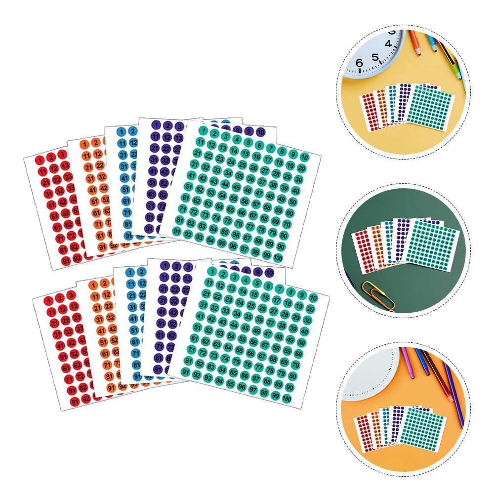 

50 Sheets Stickers Colorful Large Number Consecutively Numbered Labels Easy Apply Decals Adhesive Numbers