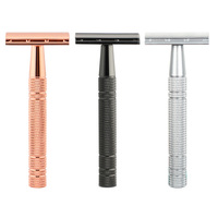 Double Edge Safety Razor, Single Blade Razors For Men And Women,With 5 Platinum Coated Stainless Steel Razor Blades