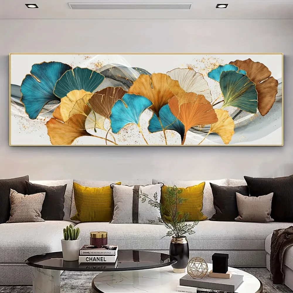 1pc Landscape Wall Art Canvas Poster,Golden Ginkgo Biloba,Fashion Home Decor,Living Room,Wall Decor,Printing,Artwork,Frameless
