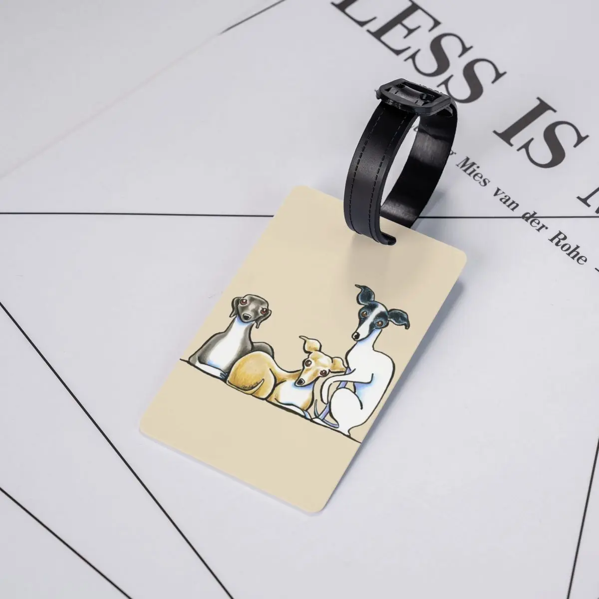 Custom Italian Greyhound Trio Luggage Tags for Travel Suitcase Cute Whippet Sighthound Dog Privacy Cover Name ID Card